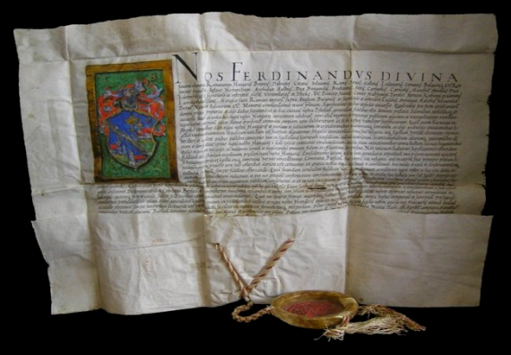Listina, ktorou cisár Ferdinand I. udelil Tekovskej stolici stoličný erb Listina, ktorou cisár Ferdinand I. udelil Tekovskej stolici stoličný erb